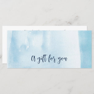 Carte Certificat cadeau d'aquarelle bleue