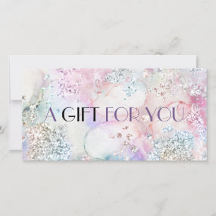 Carte Certificat cadeau d'aquarelle Faux parties scintil