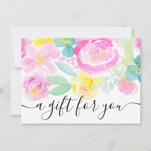 Carte Certificat cadeau d'aquarelle florale rose
