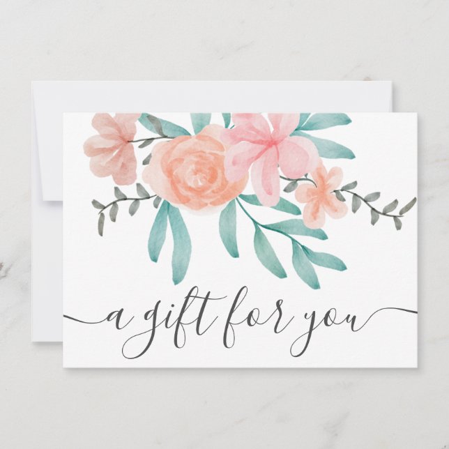 Carte Certificat cadeau d'aquarelle rose corail (Devant)
