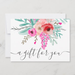 Carte certificat cadeau d'aquarelle rose menthe