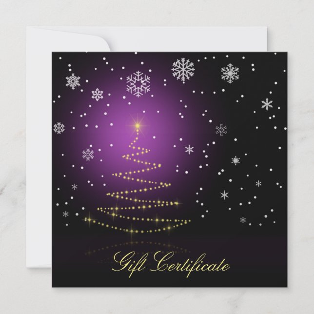 Carte Certificat cadeau d'arbre de Noël moderne et brill (Devant)