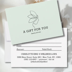 Carte Certificat Cadeau de Beauté de Femme Ligne Verte
