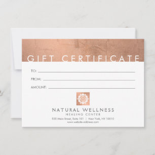 Carte Certificat cadeau de bien-être RoseGold Abstrait m