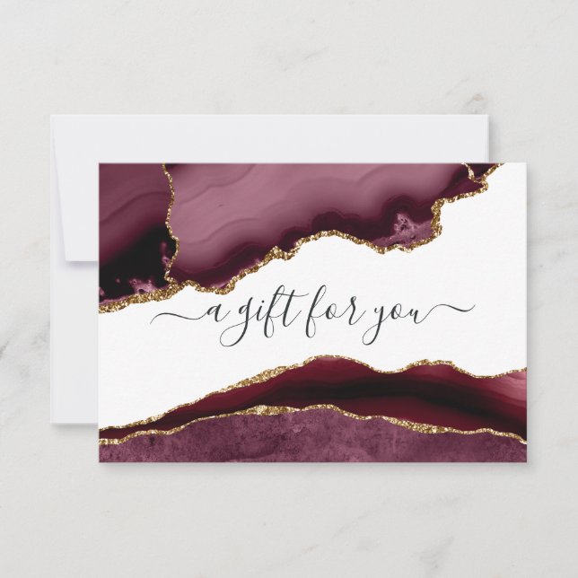 Carte Certificat-cadeau de Bourgogne et d'or Agate (Devant)