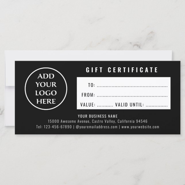 Carte Certificat-Cadeau de Boutique de Logo Simple Profe (Devant)