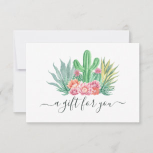 Carte Certificat cadeau de cactus aquarelle