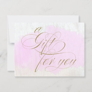 Carte Certificat cadeau de calligraphie d'aquarelle rose