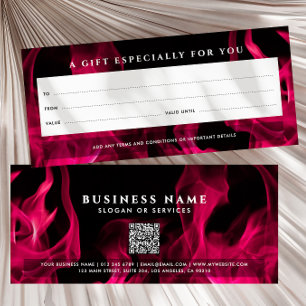 Carte Certificat cadeau de code QR Flames rose moderne