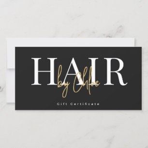 Carte Certificat Cadeau de Coiffeur Or Noir
