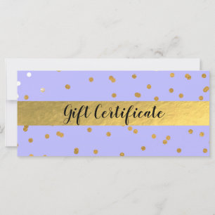 Carte Certificat-cadeau de Confetti Purple & Gold Dots G