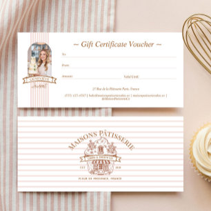 Carte Certificat Cadeau de la Boulangerie de Cupcakes Fl