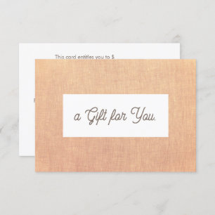 Carte Certificat cadeau de lin simple (image)