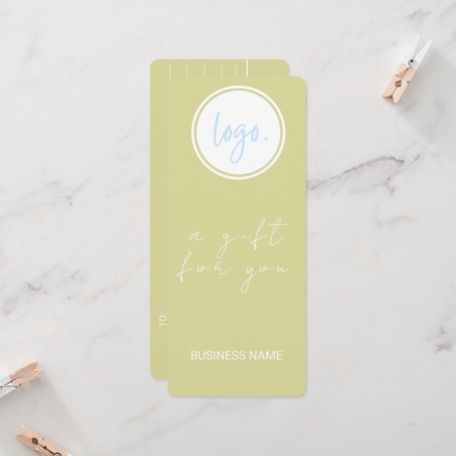 CARTE CERTIFICAT CADEAU DE LOGO D'AFFAIRES DE BEURRE JAU (Devant/Arrière en situation)