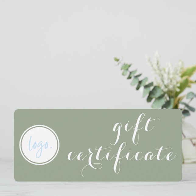 CARTE CERTIFICAT CADEAU DE LOGO D'AFFAIRES VERT SOPHISTI (Debout devant)