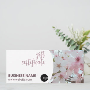 CARTE CERTIFICAT CADEAU DE LOGO FLORAL D'AFFAIRES ÉLÉGAN