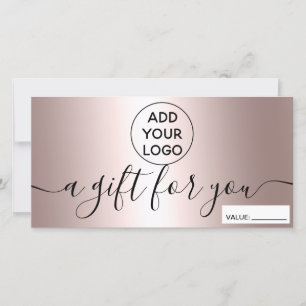 Carte Certificat cadeau de logo métallique rose moderne