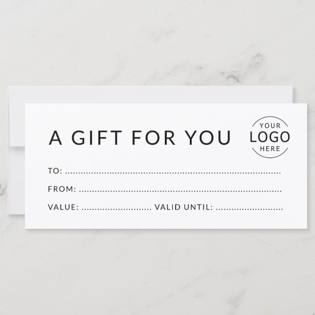 Carte Certificat cadeau de logo minimal moderne (Dos)