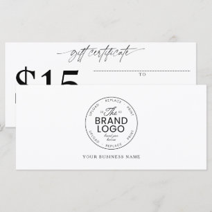 Carte Certificat-cadeau de logo moderne Ajoutez votre mo