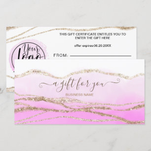 Carte Certificat cadeau de logo or couleur d'aquarelle v