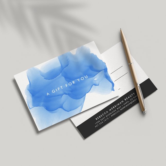 Carte Certificat cadeau de lot d'aquarelle bleu Cobalt (Créateur téléchargé)