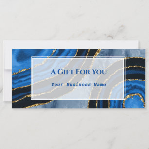 Carte Certificat cadeau de luxe Marine Blue Agate Gilded