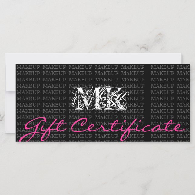 Carte Certificat cadeau de maquillage artiste rose (Devant)