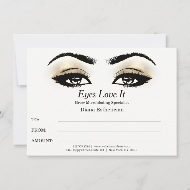 Carte Certificat Cadeau de Maquillage Beauté des Cils d' (Devant)