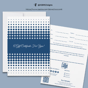 Carte Certificat cadeau de marque bleu blanc d'entrepris