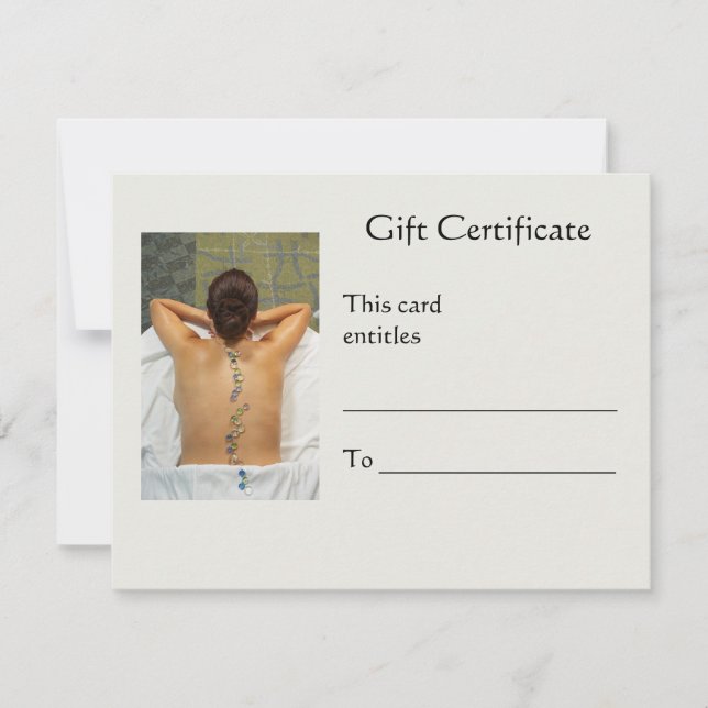Carte Certificat cadeau de massage de pierre (Devant)