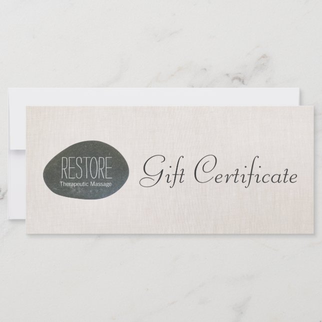 Carte Certificat cadeau de massothérapeute Zen Stone (Devant)