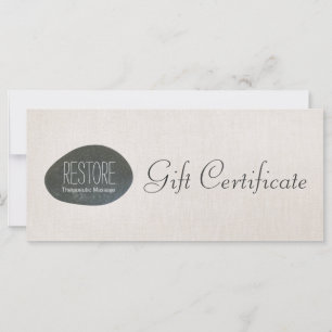 Carte Certificat cadeau de massothérapeute Zen Stone