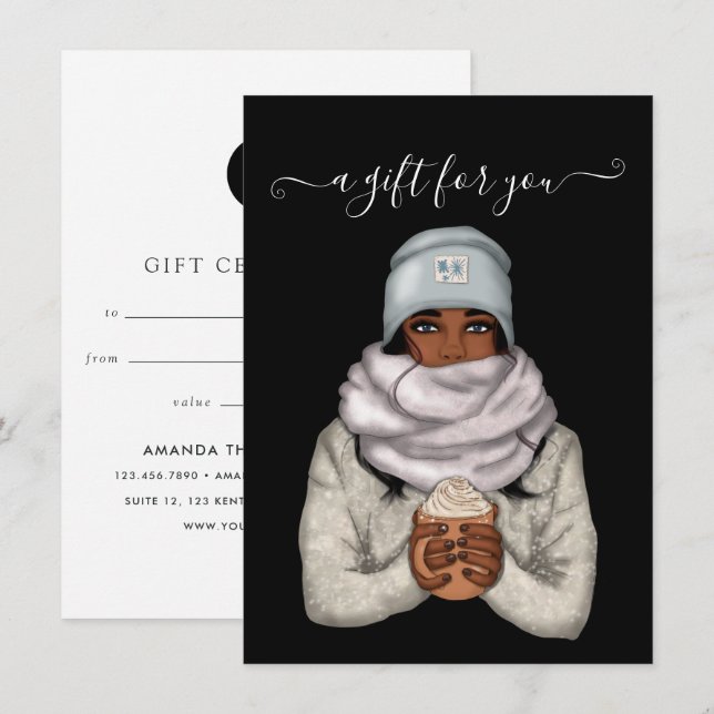 Carte Certificat cadeau de Noël afro-américain (Devant / Derrière)