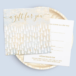 Carte Certificat cadeau de Noël blanc Arbres de vacances