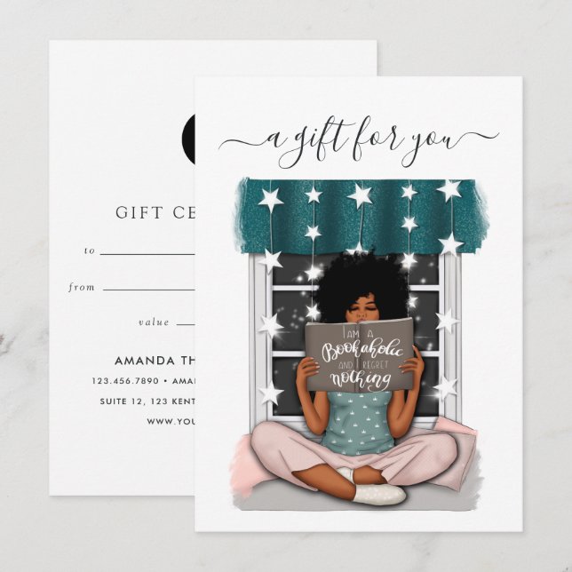Carte Certificat cadeau de Noël de l'amoureux du livre (Devant / Derrière)