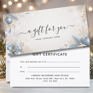 Carte Certificat cadeau de Noël élégant pour entreprise