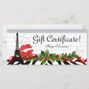 Carte Certificat cadeau de Noël Salon Tour Eiffel