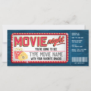 Carte Certificat cadeau de nuit pour film