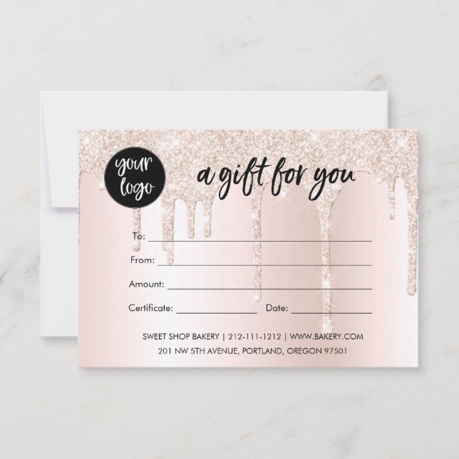 Carte Certificat cadeau de Parties scintillant rose pâle (Devant)