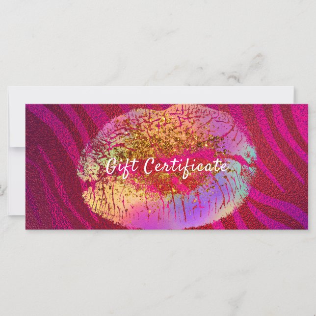 Carte Certificat cadeau de Parties scintillant rose Zebr (Devant)