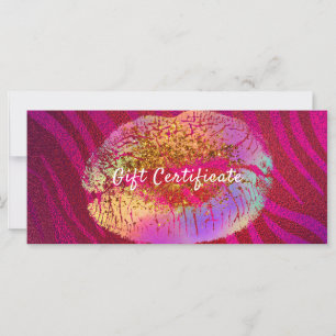 Carte Certificat cadeau de Parties scintillant rose Zebr
