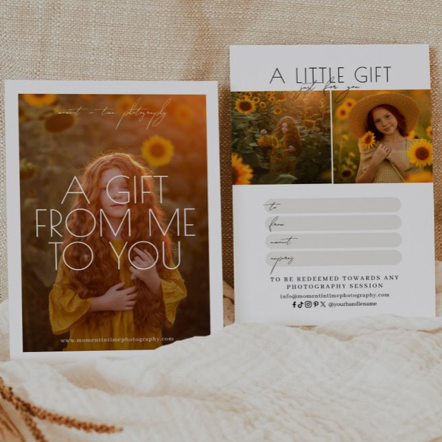 Carte Certificat cadeau de photographie de script minima (Créateur téléchargé)