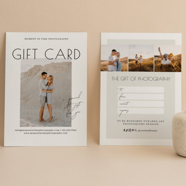 Carte Certificat cadeau de photographie de script minima (Créateur téléchargé)