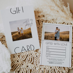 Carte Certificat cadeau de photographie de script minima