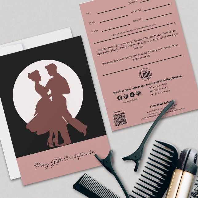 Carte Certificat cadeau de Pink Noir Professionnel (Professional Pink Black May Gift Certificate, Pink Black)
