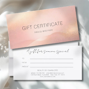 Carte Certificat Cadeau de Salon avec Dégradé de Teinte