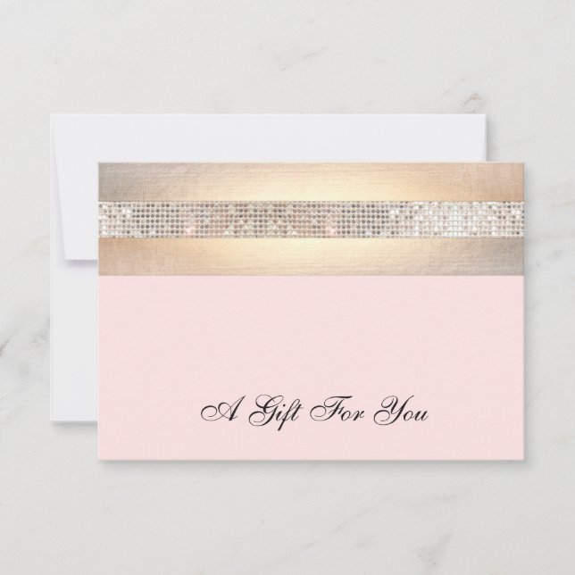 Carte Certificat cadeau de salon de beauté rose et or (Devant)