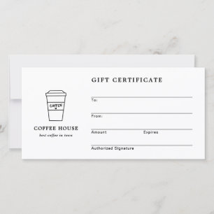 Carte Certificat Cadeau de Salon de Thé Noir et Blanc Mi