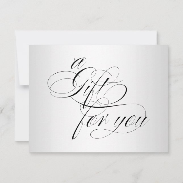 Carte Certificat cadeau de script de calligraphie en arg (Devant)