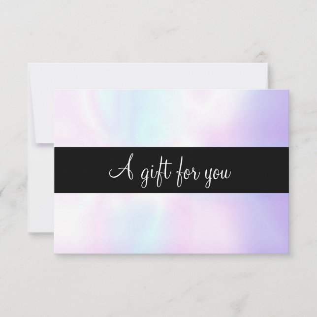 Carte Certificat cadeau de script Iridescendant minimali (Devant)